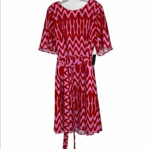 Eloquii Dress Pink Red Abstract Print Size 16 New
